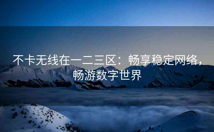 不卡无线在一二三区：畅享稳定网络，畅游数字世界