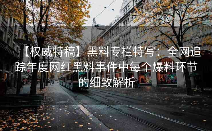 【权威特稿】黑料专栏特写：全网追踪年度网红黑料事件中每个爆料环节的细致解析