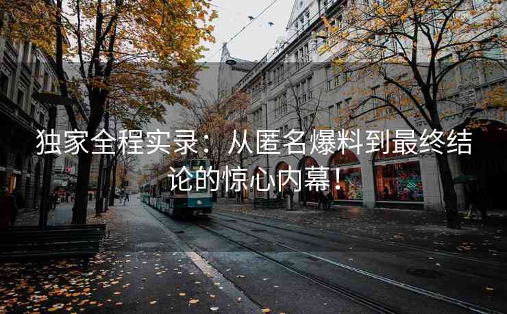 独家全程实录：从匿名爆料到最终结论的惊心内幕！