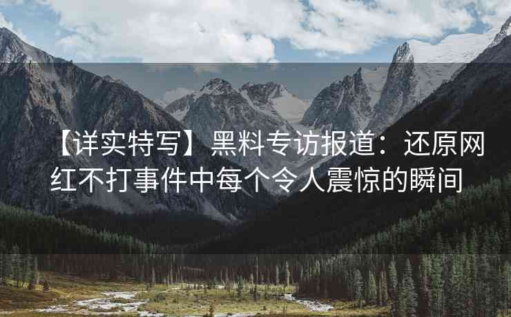 【详实特写】黑料专访报道：还原网红不打事件中每个令人震惊的瞬间
