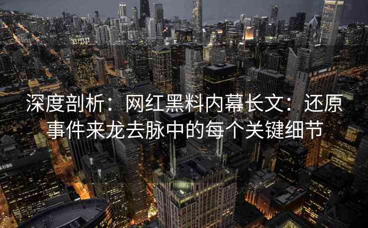 深度剖析：网红黑料内幕长文：还原事件来龙去脉中的每个关键细节