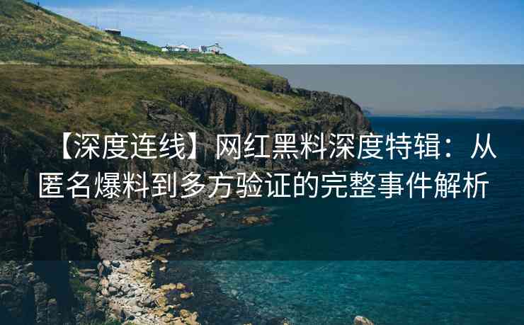 【深度连线】网红黑料深度特辑：从匿名爆料到多方验证的完整事件解析