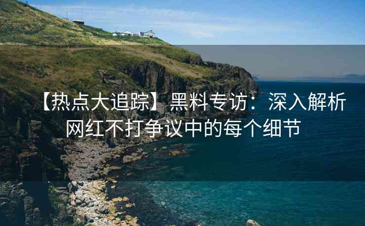 【热点大追踪】黑料专访：深入解析网红不打争议中的每个细节