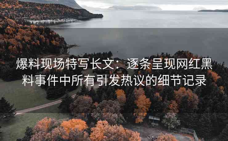 爆料现场特写长文：逐条呈现网红黑料事件中所有引发热议的细节记录